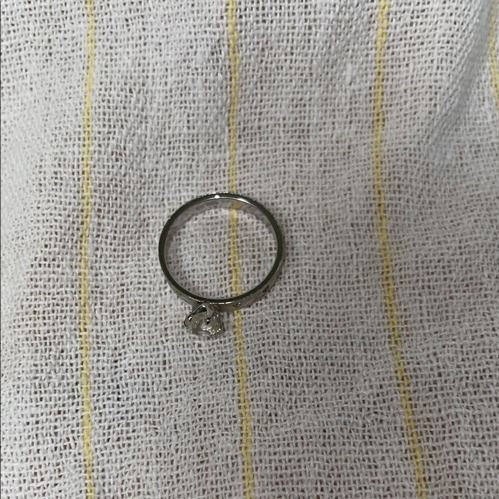 Vintage SETA O Elegant Silver Ring with Crystal Charm